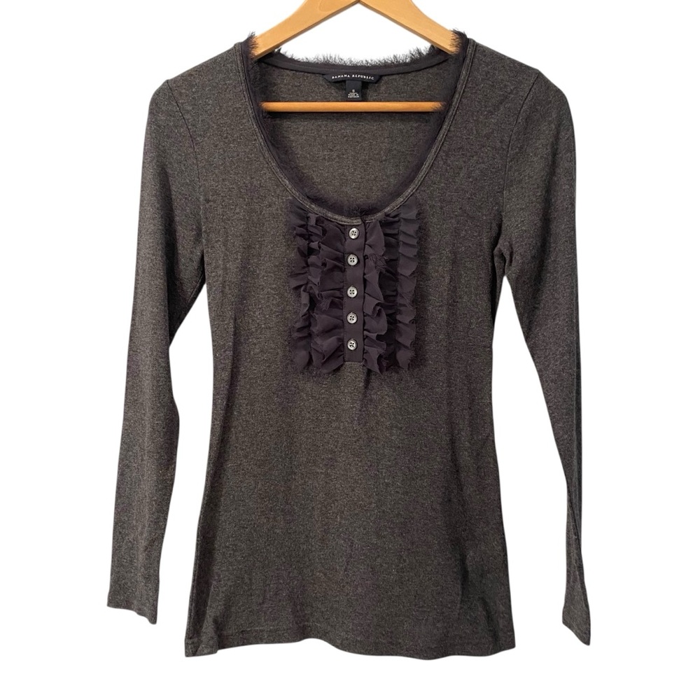 Banana Republic Grey Cotton Career Casual Blouse Top S